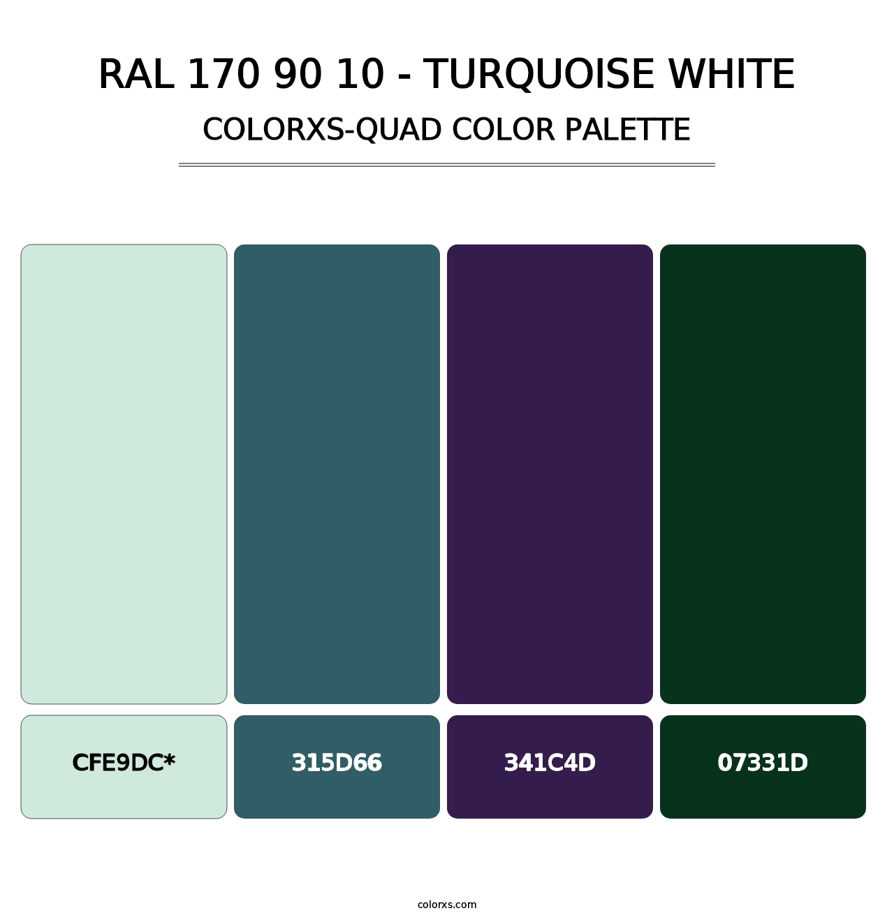 RAL 170 90 10 - Turquoise White - Colorxs Quad Palette