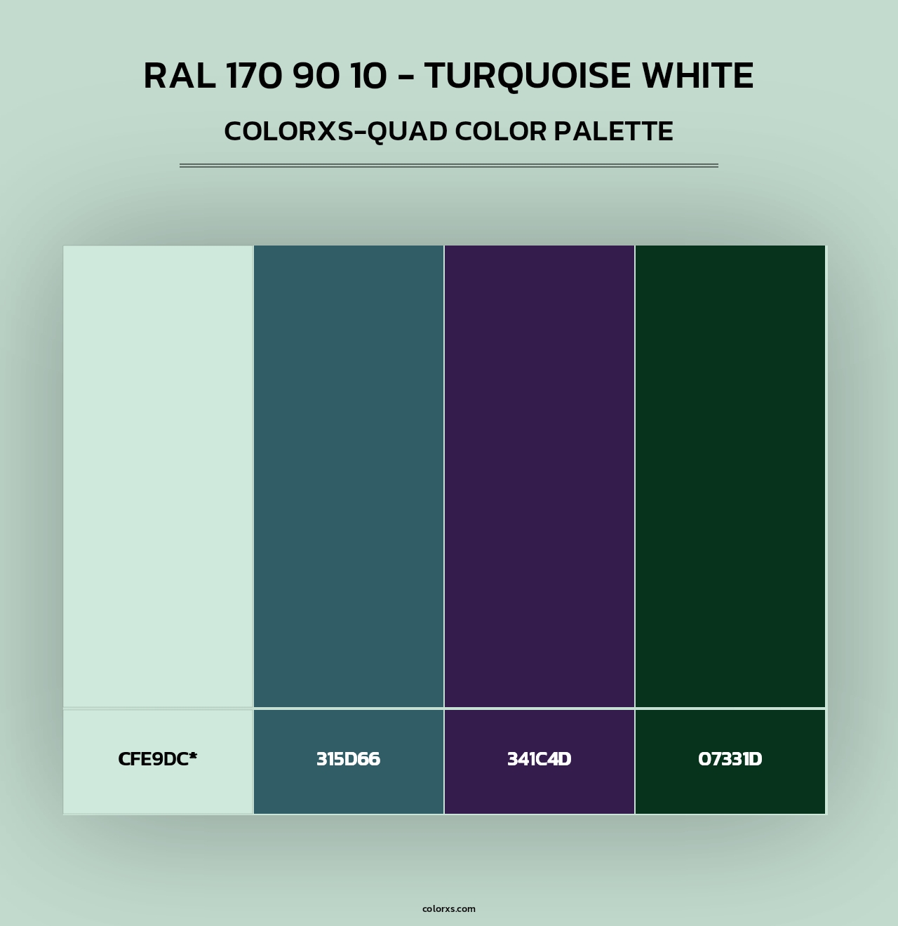 RAL 170 90 10 - Turquoise White - Colorxs Quad Palette