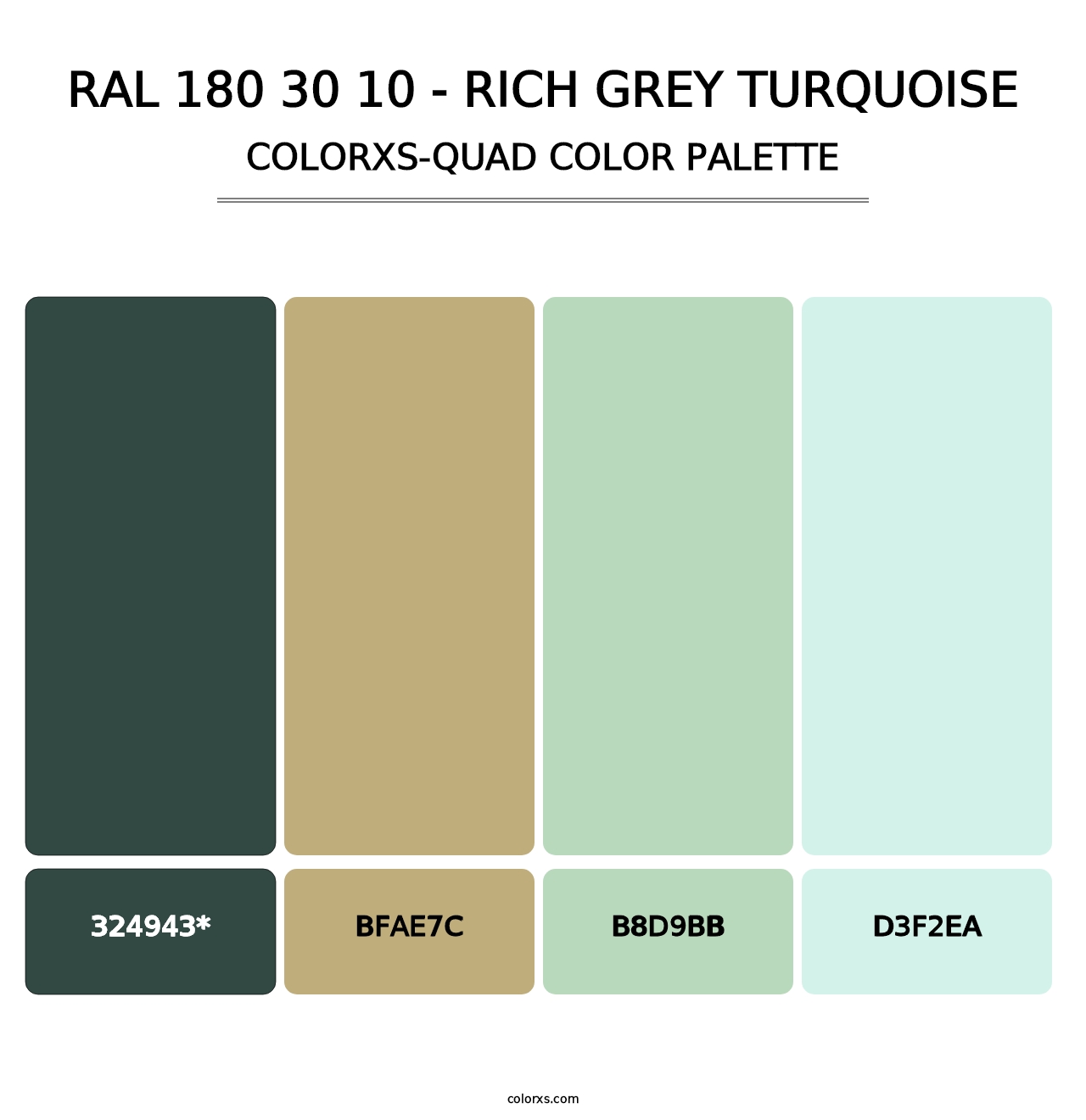 RAL 180 30 10 - Rich Grey Turquoise - Colorxs Quad Palette