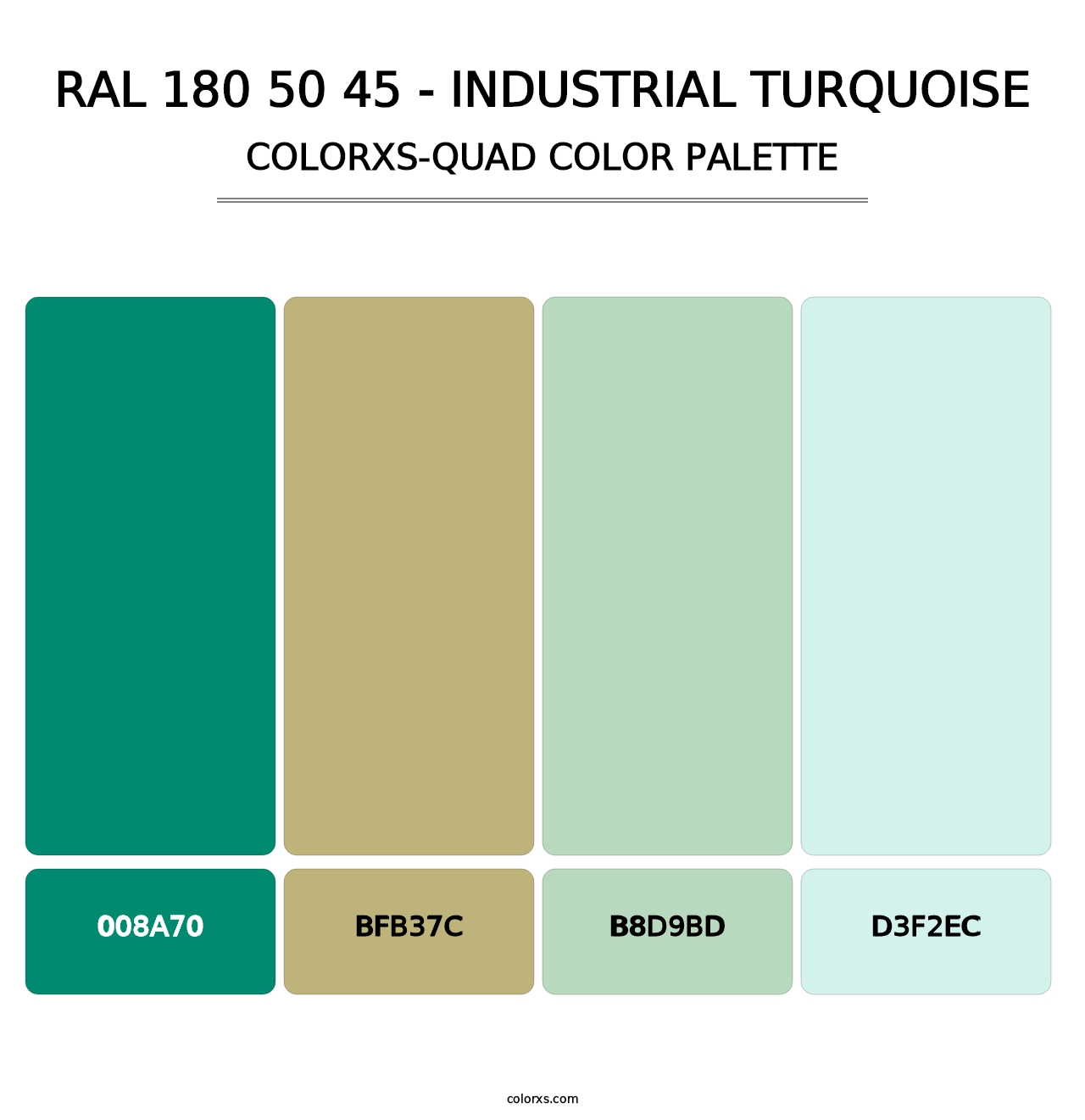 RAL 180 50 45 - Industrial Turquoise - Colorxs Quad Palette