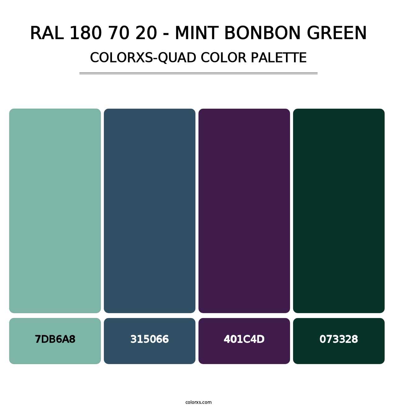 RAL 180 70 20 - Mint Bonbon Green - Colorxs Quad Palette