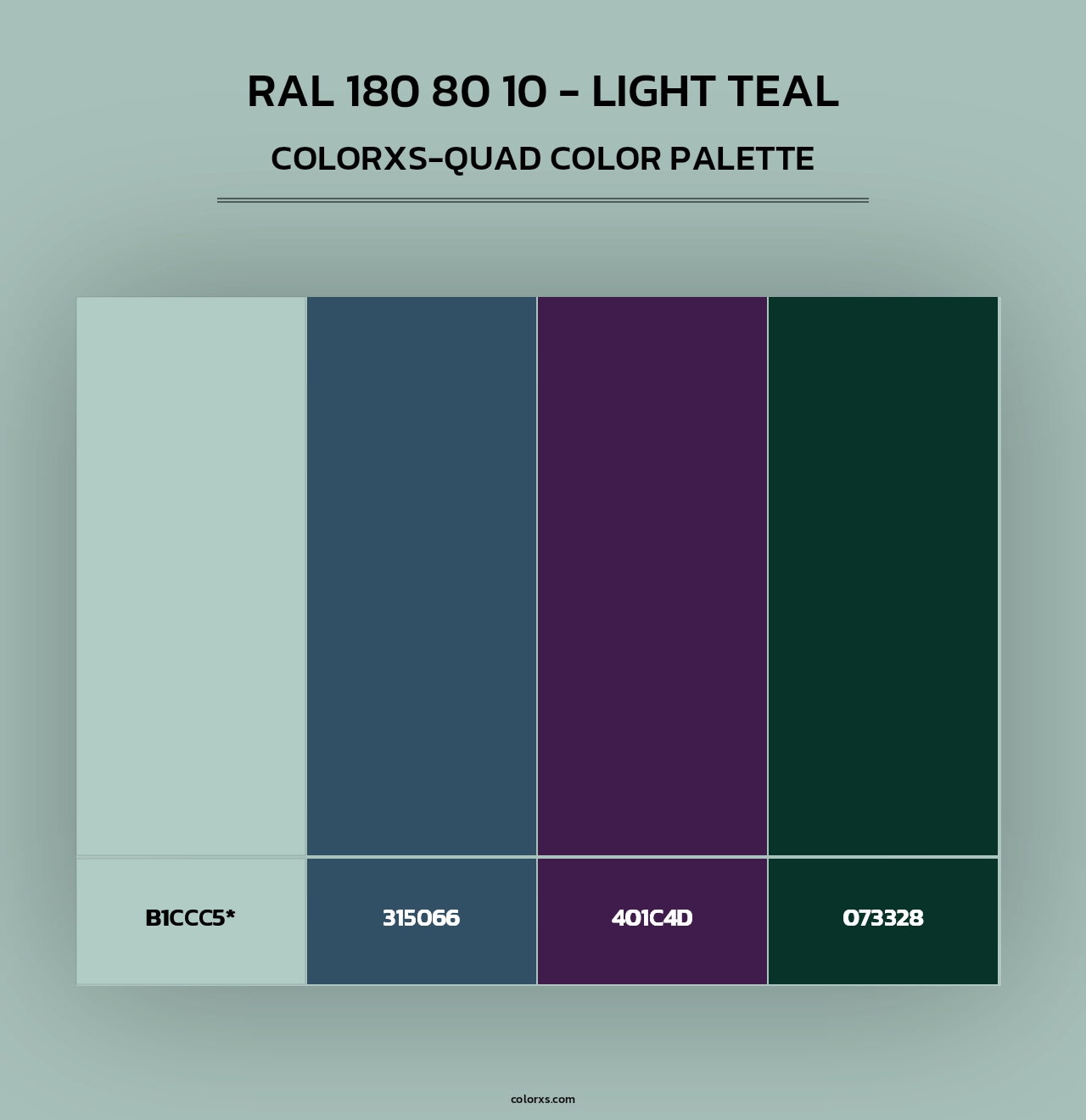RAL 180 80 10 - Light Teal - Colorxs Quad Palette