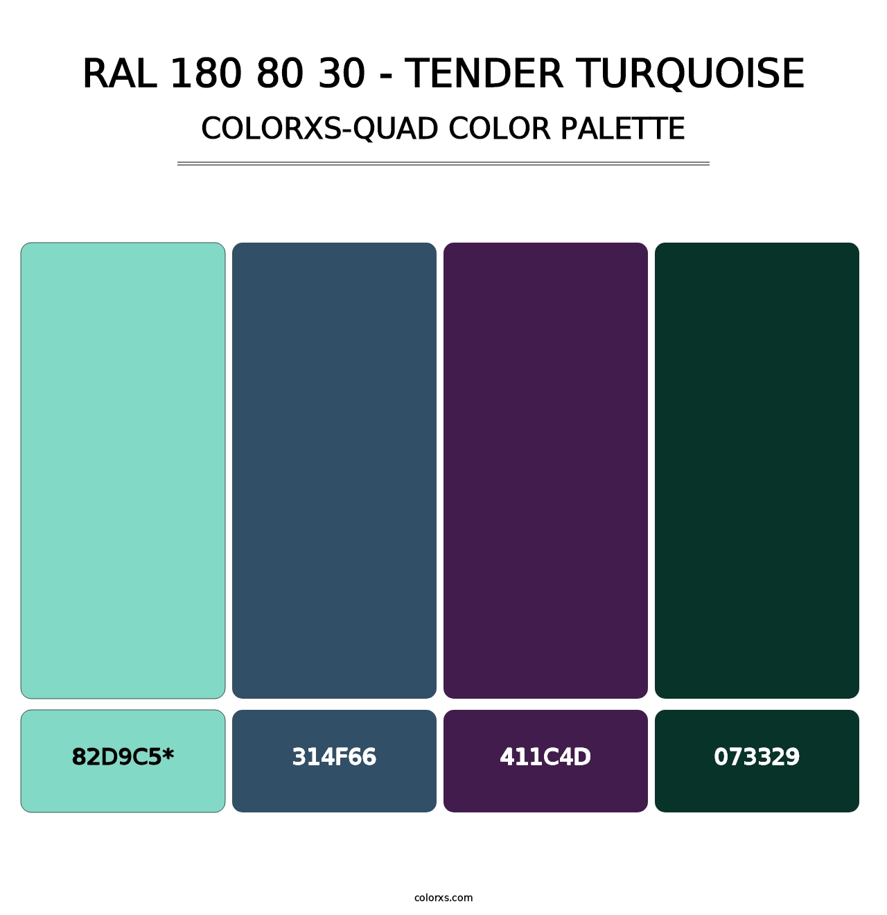 RAL 180 80 30 - Tender Turquoise - Colorxs Quad Palette