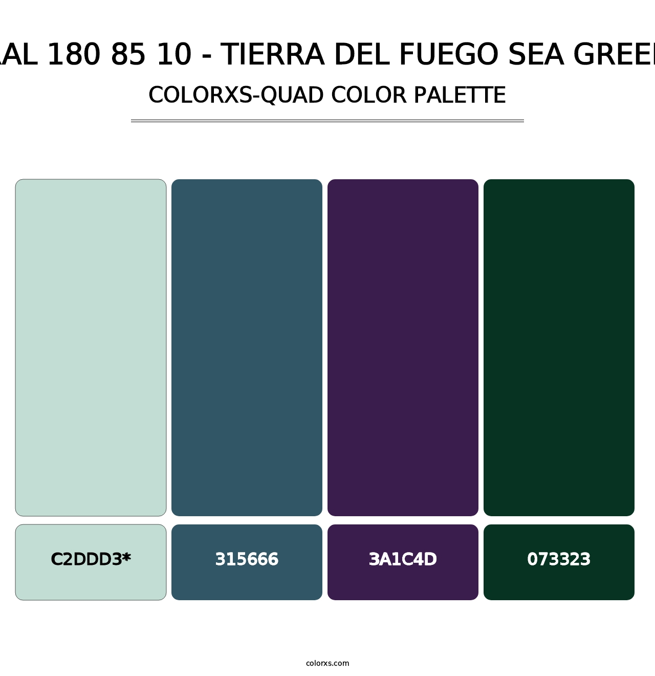 RAL 180 85 10 - Tierra Del Fuego Sea Green - Colorxs Quad Palette