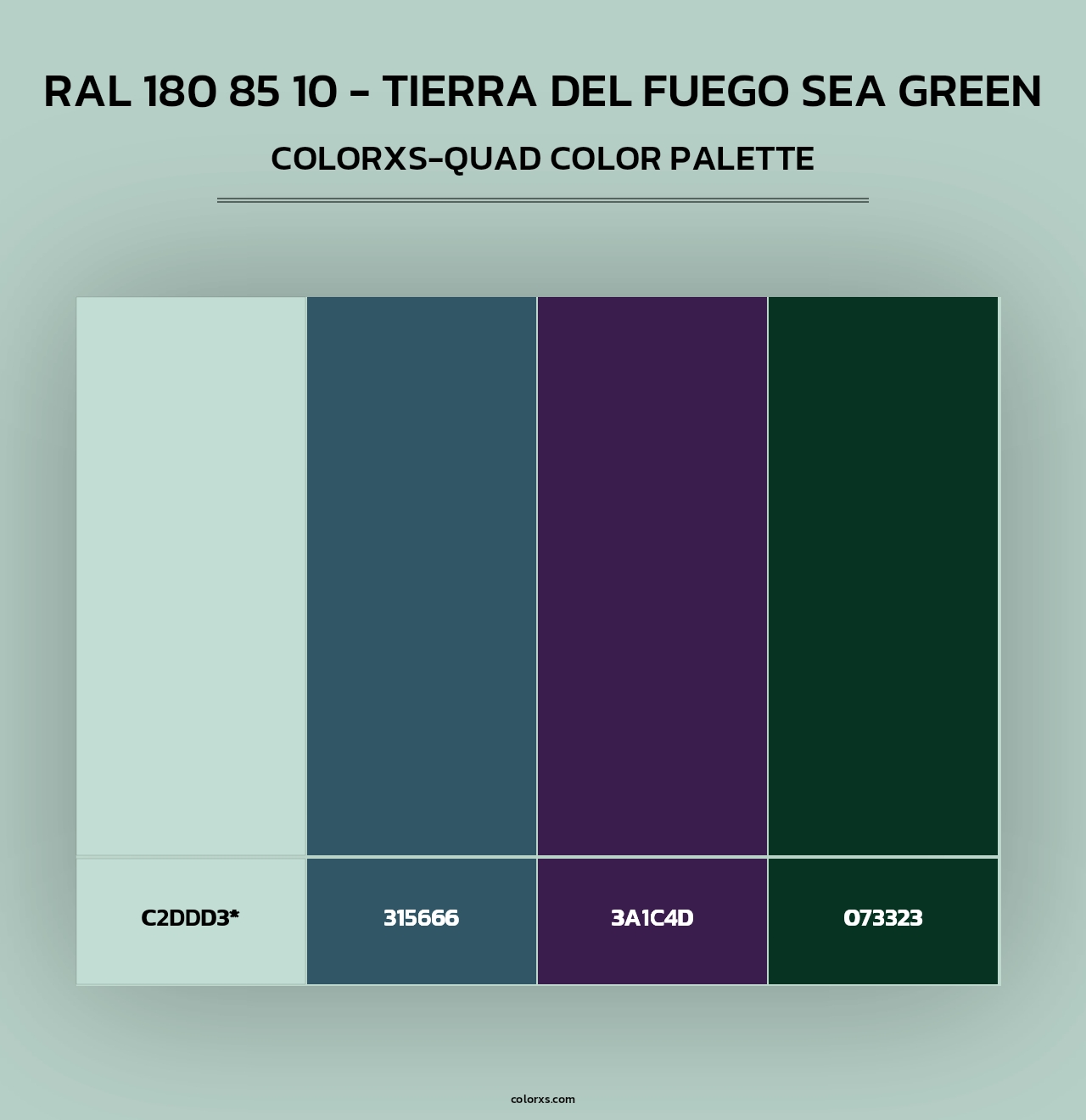 RAL 180 85 10 - Tierra Del Fuego Sea Green - Colorxs Quad Palette