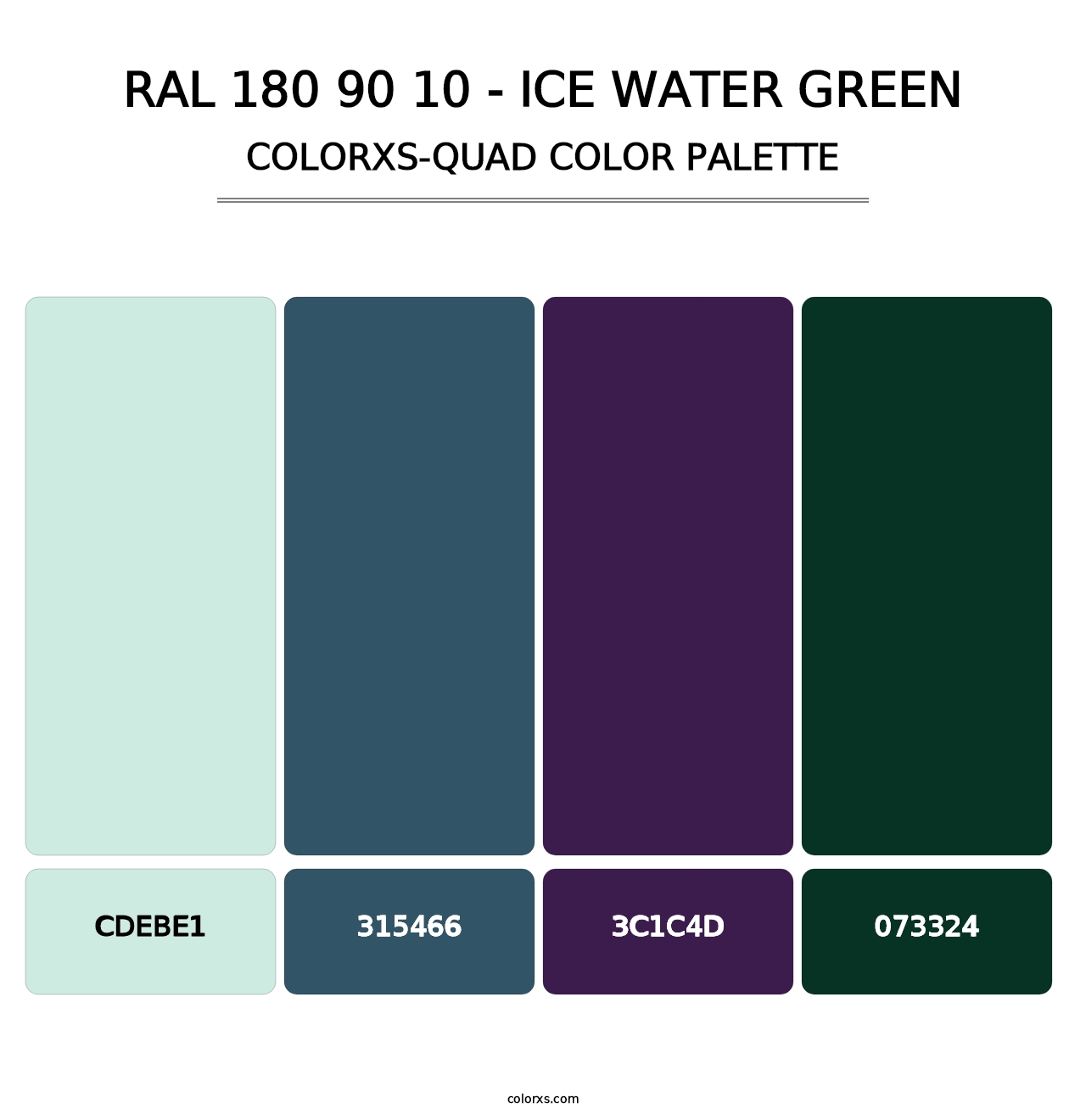 RAL 180 90 10 - Ice Water Green - Colorxs Quad Palette