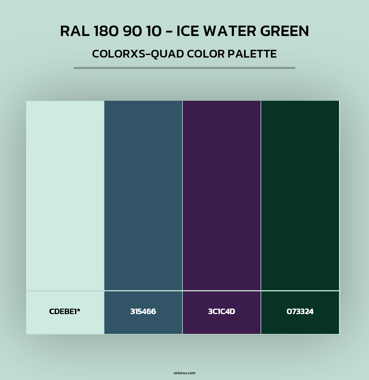 RAL 180 90 10 - Ice Water Green - Colorxs Quad Palette