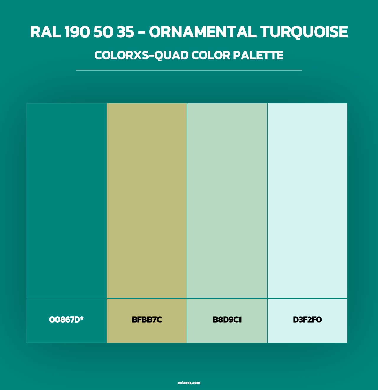 RAL 190 50 35 - Ornamental Turquoise - Colorxs Quad Palette