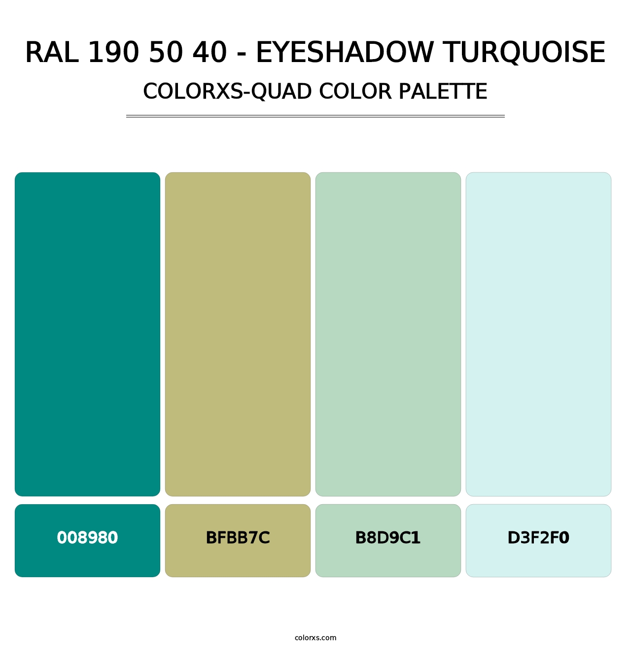 RAL 190 50 40 - Eyeshadow Turquoise - Colorxs Quad Palette
