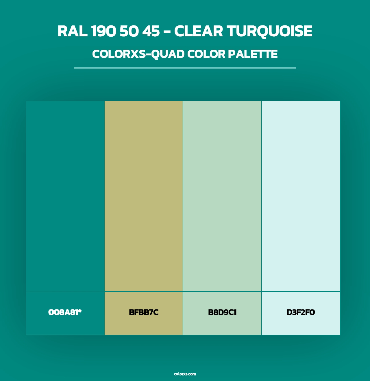 RAL 190 50 45 - Clear Turquoise - Colorxs Quad Palette
