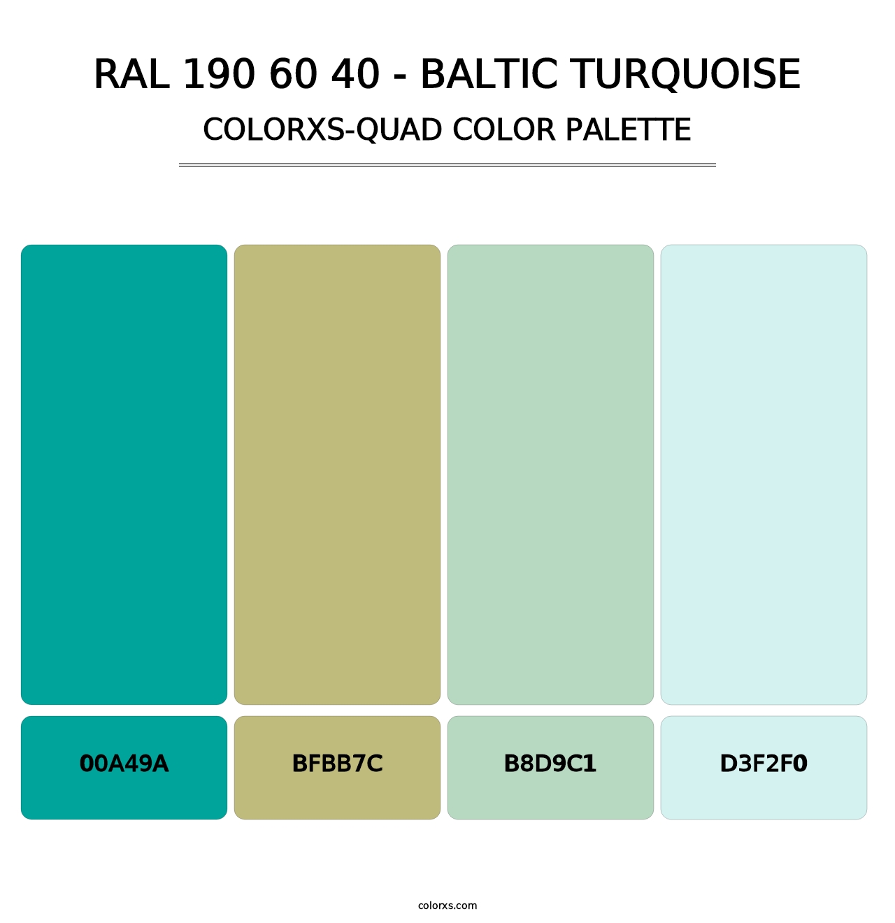 RAL 190 60 40 - Baltic Turquoise - Colorxs Quad Palette