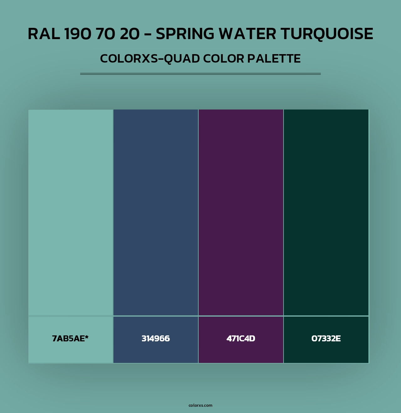 RAL 190 70 20 - Spring Water Turquoise - Colorxs Quad Palette