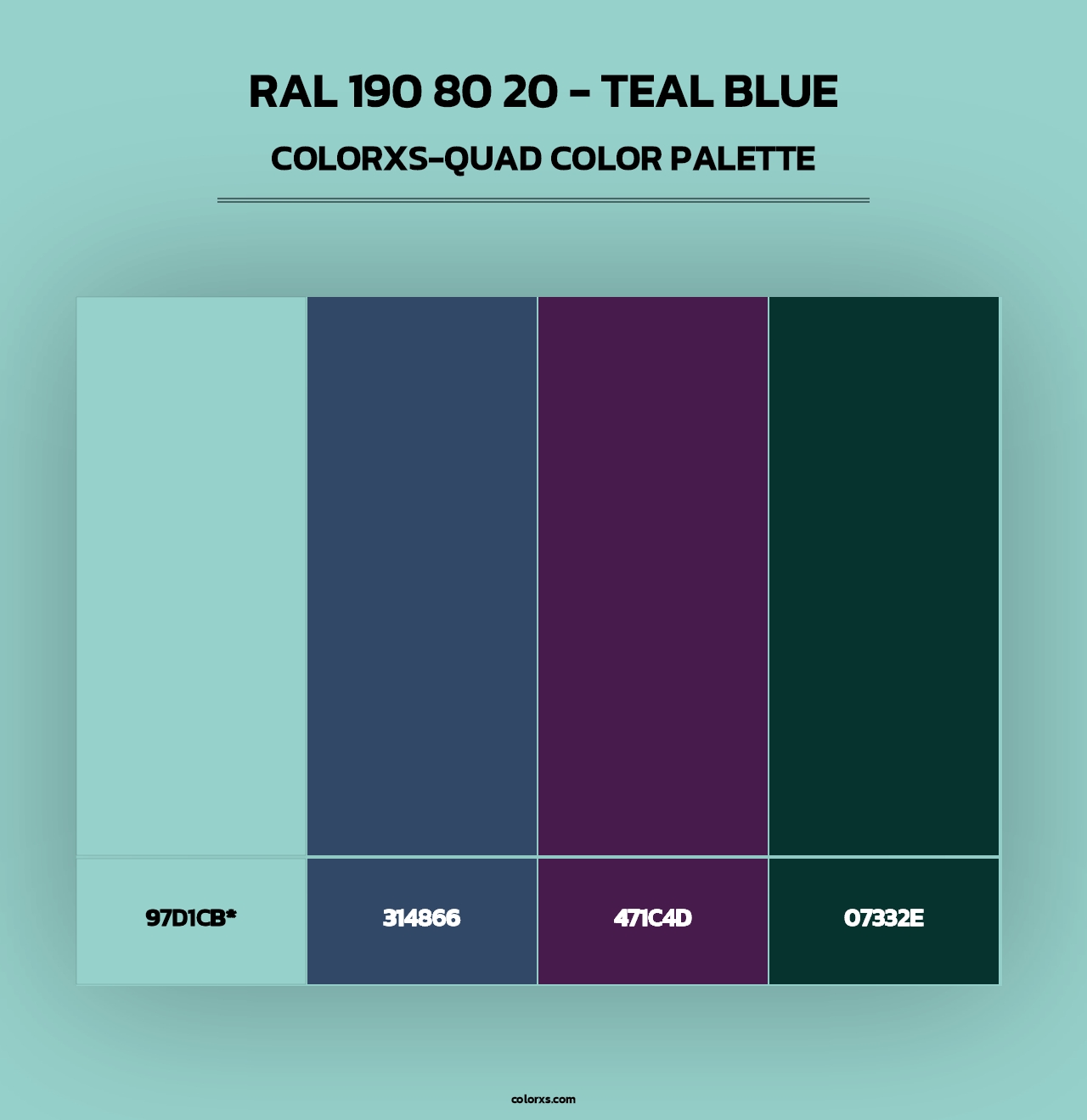 RAL 190 80 20 - Teal Blue - Colorxs Quad Palette