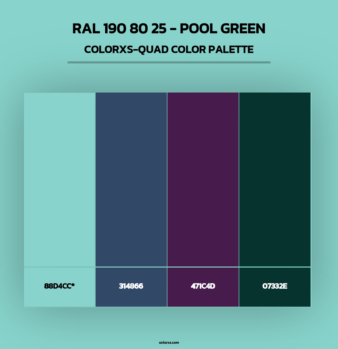 RAL 190 80 25 - Pool Green - Colorxs Quad Palette