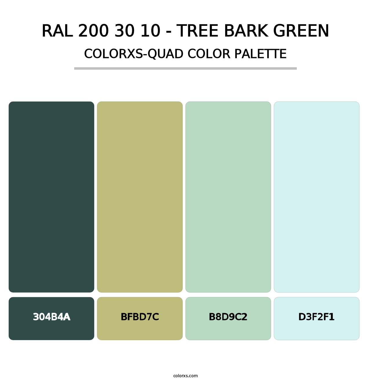 RAL 200 30 10 - Tree Bark Green - Colorxs Quad Palette