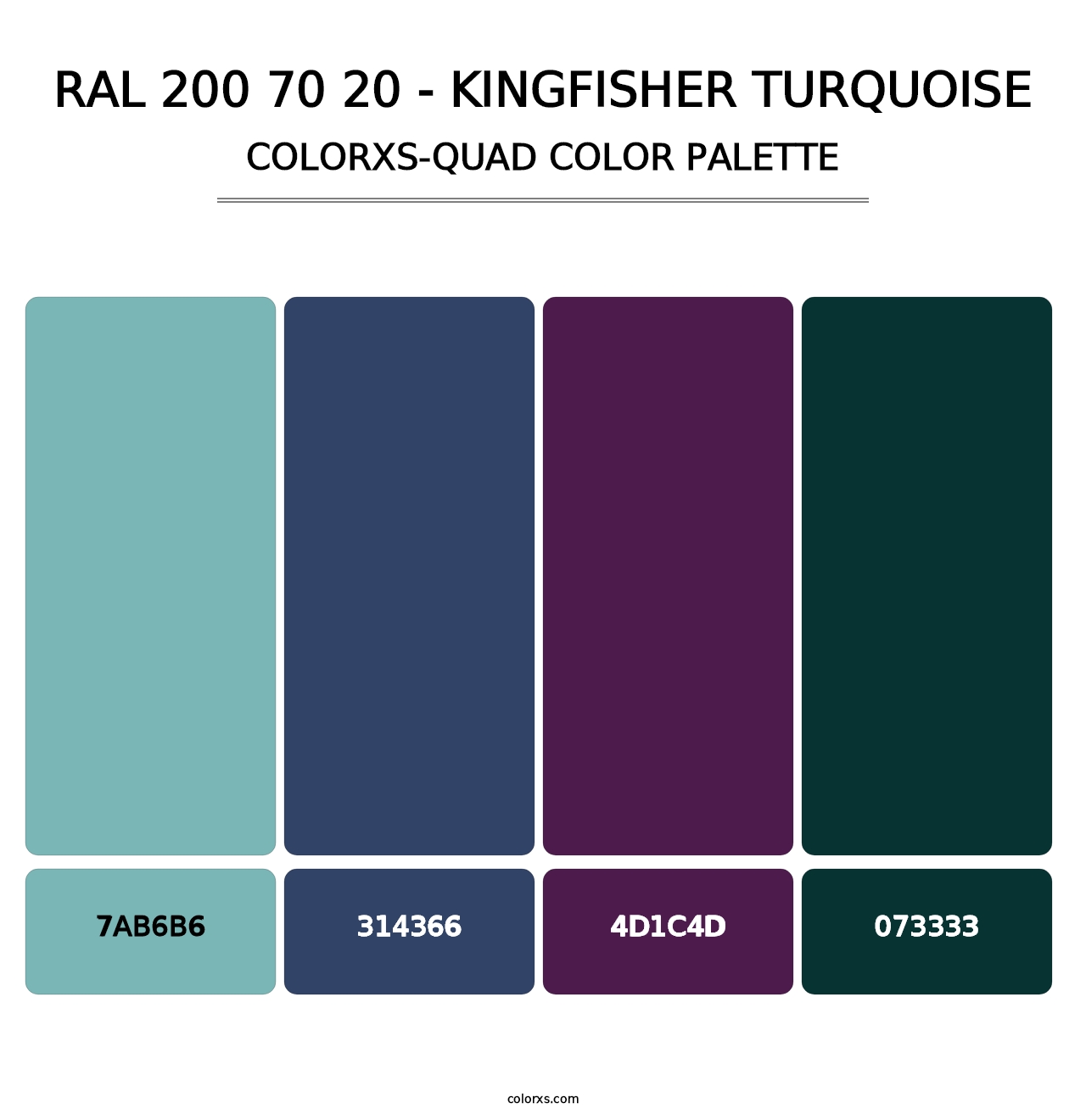 RAL 200 70 20 - Kingfisher Turquoise - Colorxs Quad Palette