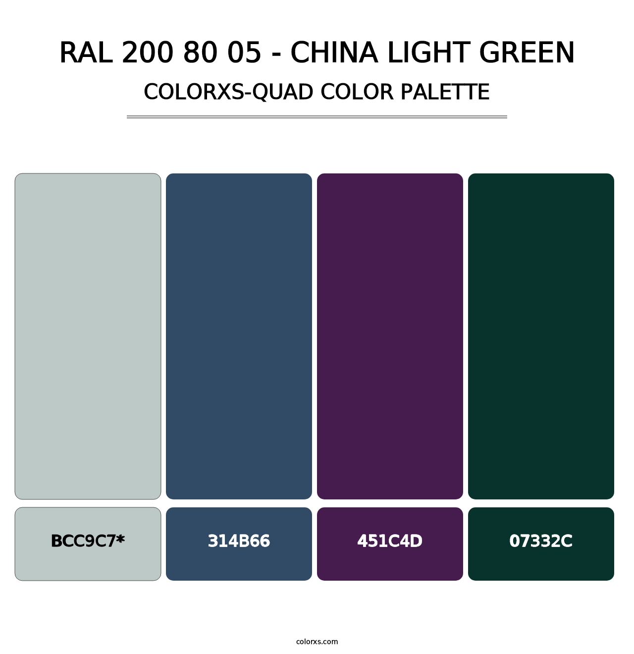 RAL 200 80 05 - China Light Green - Colorxs Quad Palette