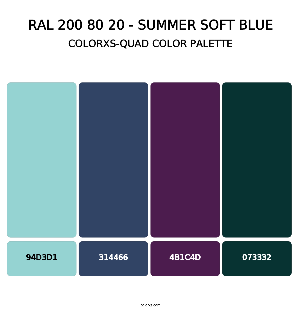 RAL 200 80 20 - Summer Soft Blue - Colorxs Quad Palette