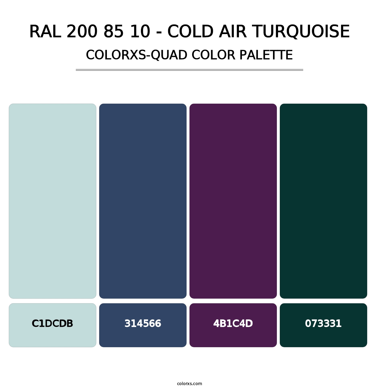 RAL 200 85 10 - Cold Air Turquoise - Colorxs Quad Palette