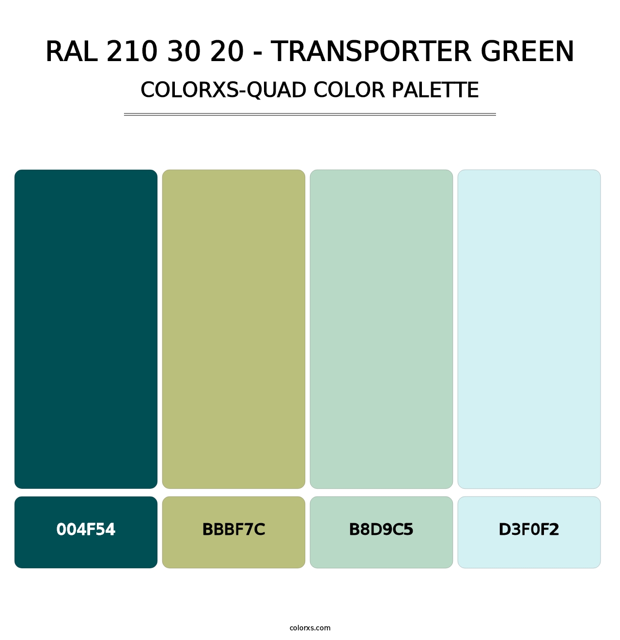 RAL 210 30 20 - Transporter Green - Colorxs Quad Palette