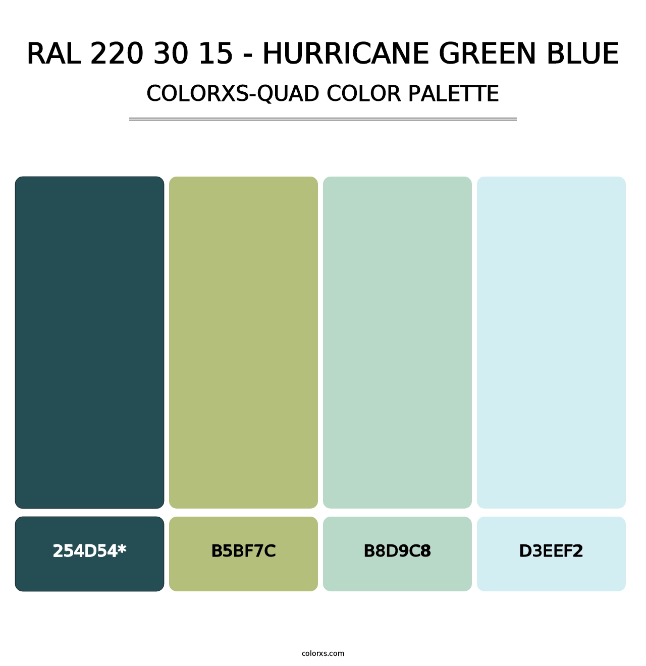 RAL 220 30 15 - Hurricane Green Blue - Colorxs Quad Palette