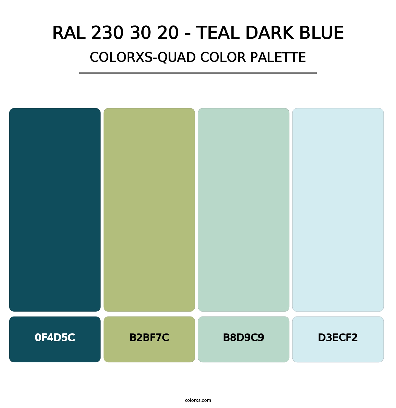 RAL 230 30 20 - Teal Dark Blue - Colorxs Quad Palette