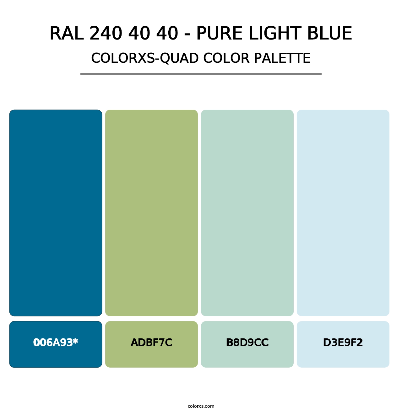 RAL 240 40 40 - Pure Light Blue - Colorxs Quad Palette