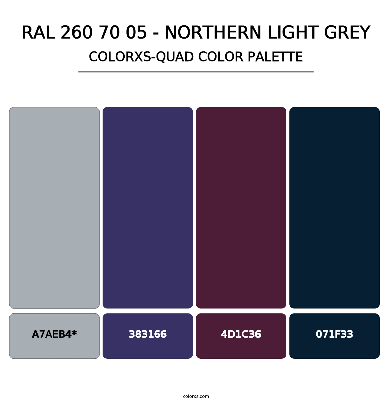 RAL 260 70 05 - Northern Light Grey - Colorxs Quad Palette