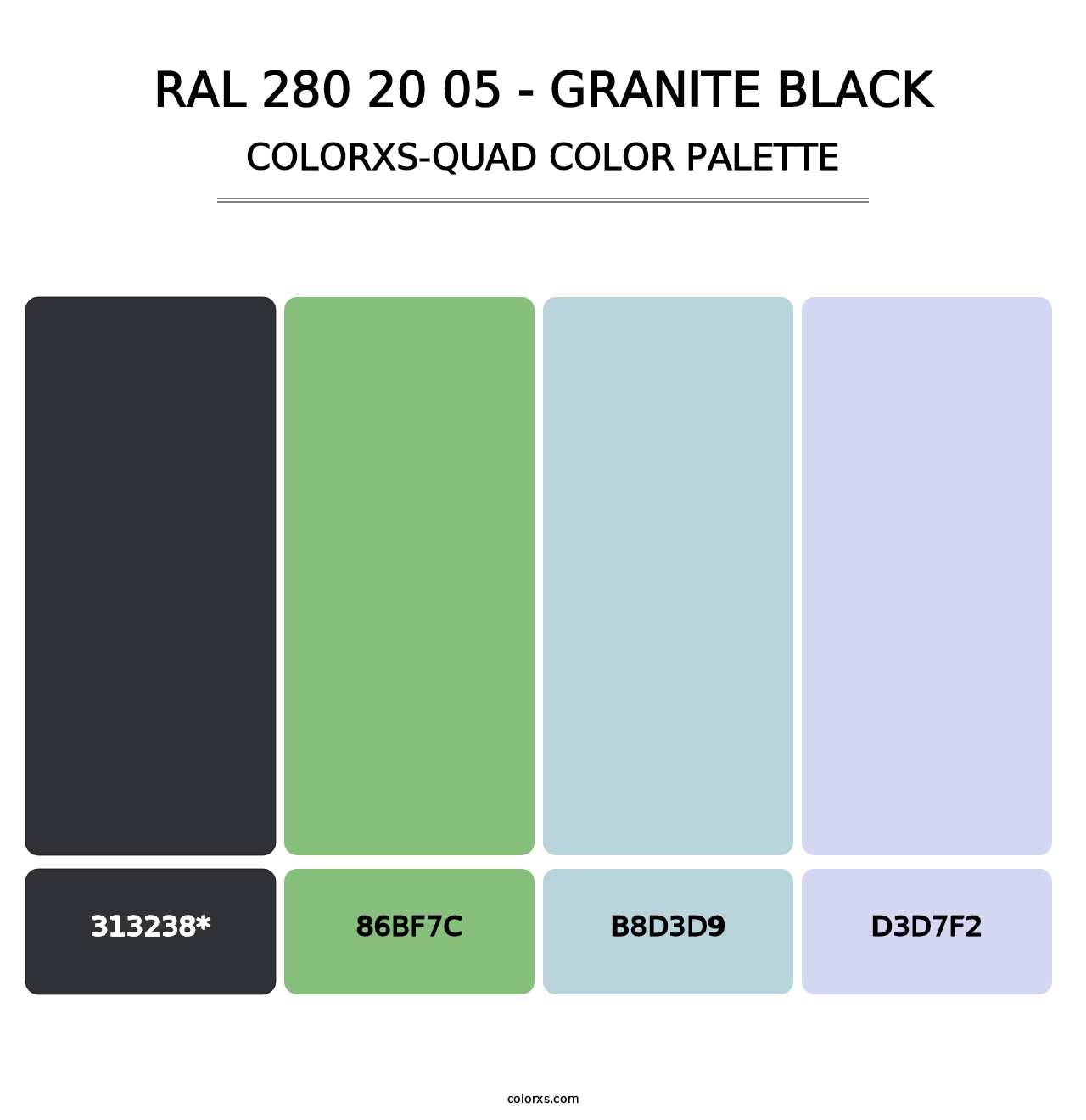 RAL 280 20 05 - Granite Black - Colorxs Quad Palette