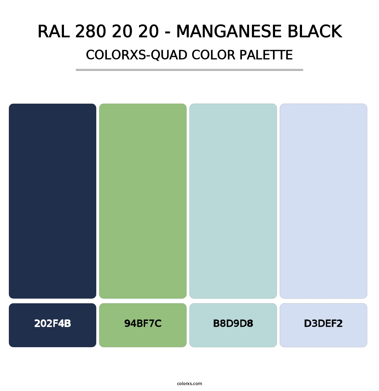 RAL 280 20 20 - Manganese Black - Colorxs Quad Palette