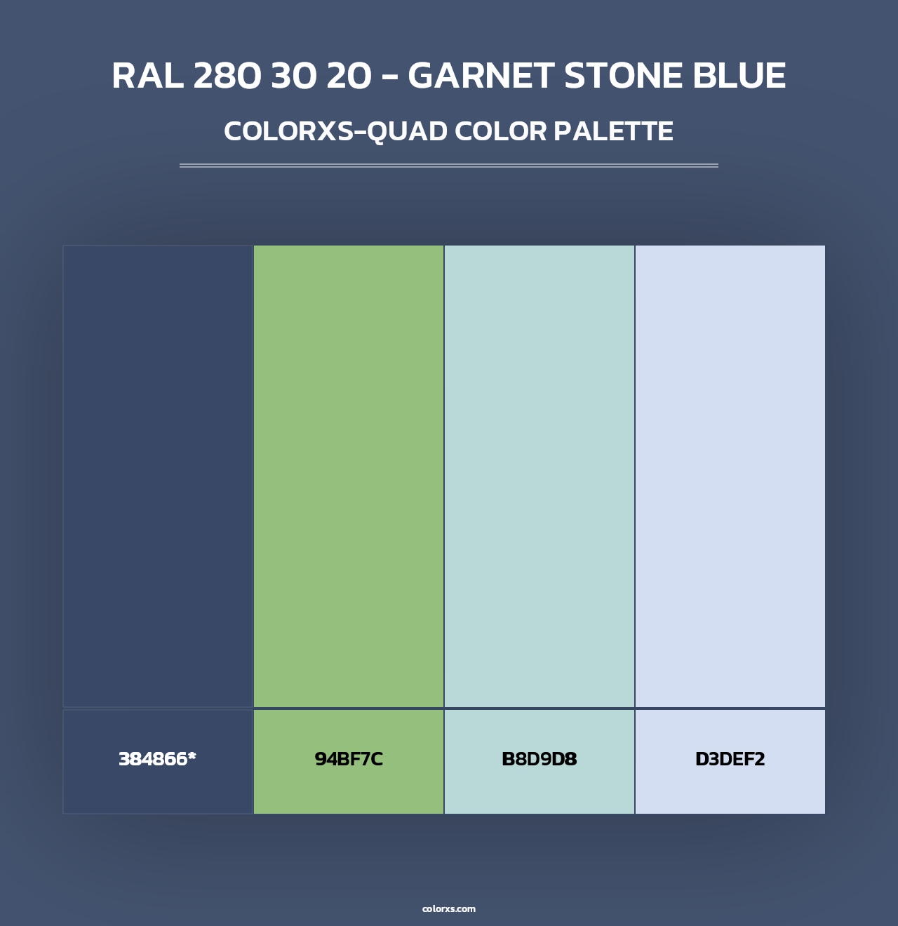 RAL 280 30 20 - Garnet Stone Blue - Colorxs Quad Palette