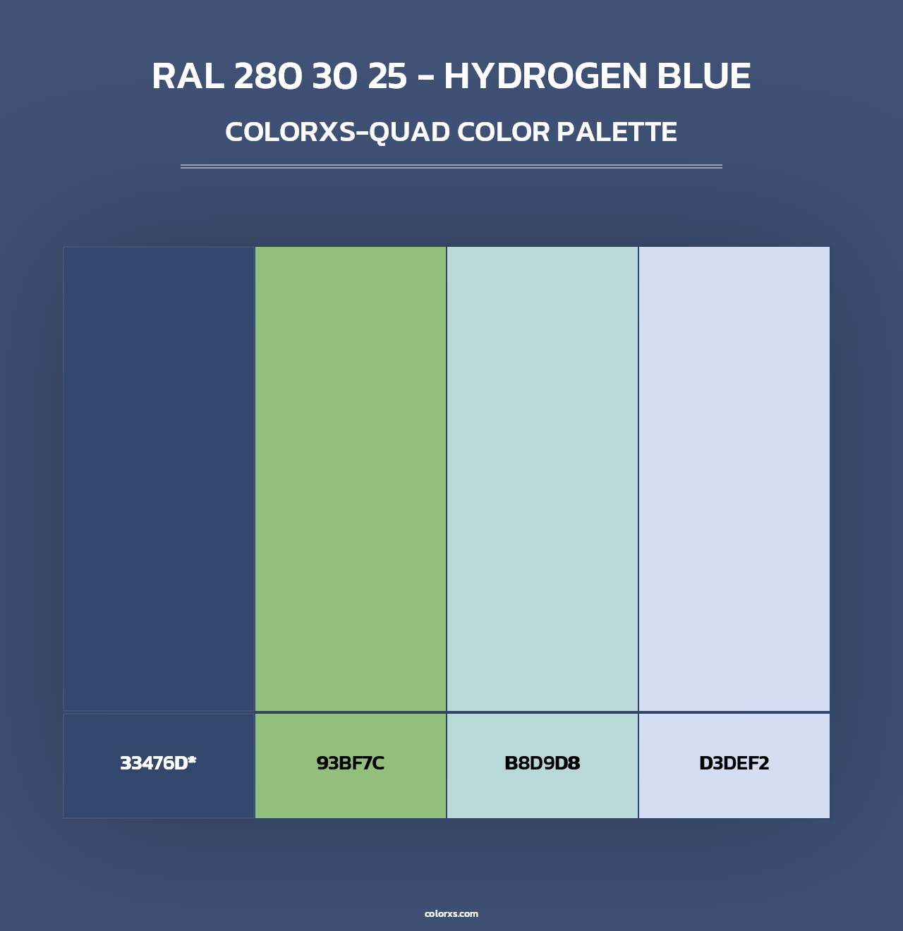 RAL 280 30 25 - Hydrogen Blue - Colorxs Quad Palette