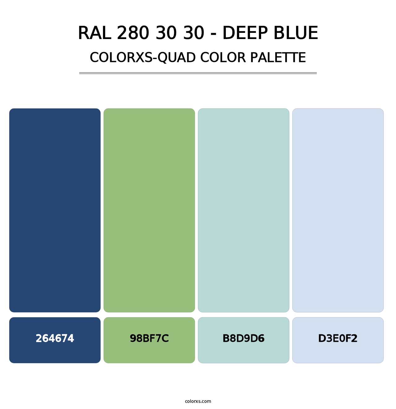 RAL 280 30 30 - Deep Blue - Colorxs Quad Palette