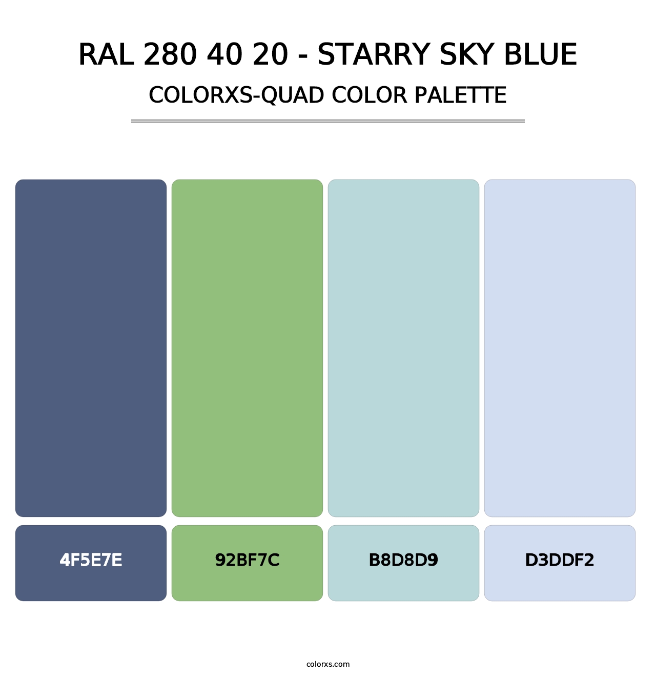 RAL 280 40 20 - Starry Sky Blue - Colorxs Quad Palette