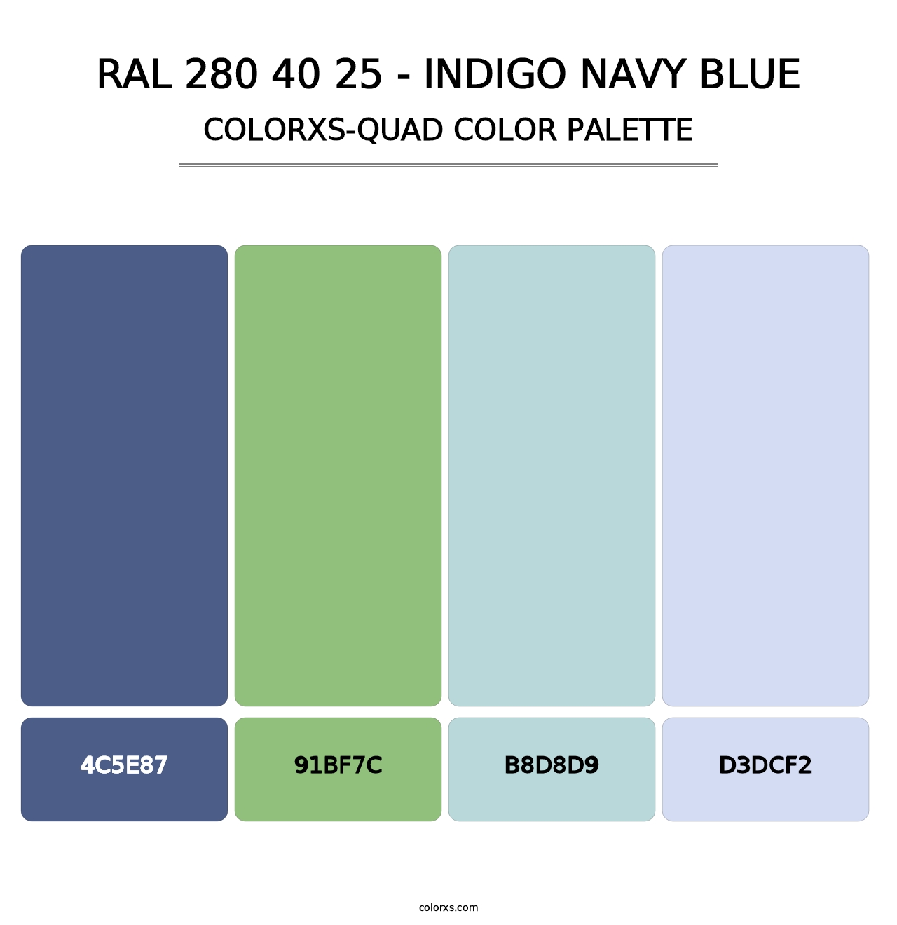 RAL 280 40 25 - Indigo Navy Blue - Colorxs Quad Palette