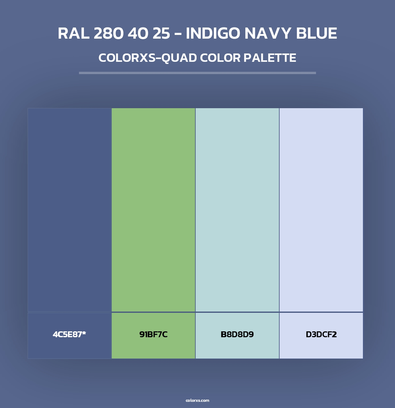 RAL 280 40 25 - Indigo Navy Blue - Colorxs Quad Palette