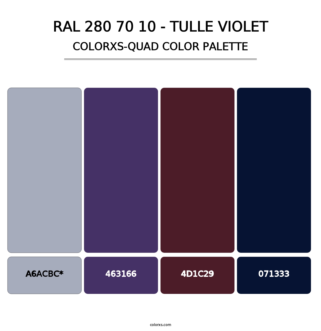 RAL 280 70 10 - Tulle Violet - Colorxs Quad Palette