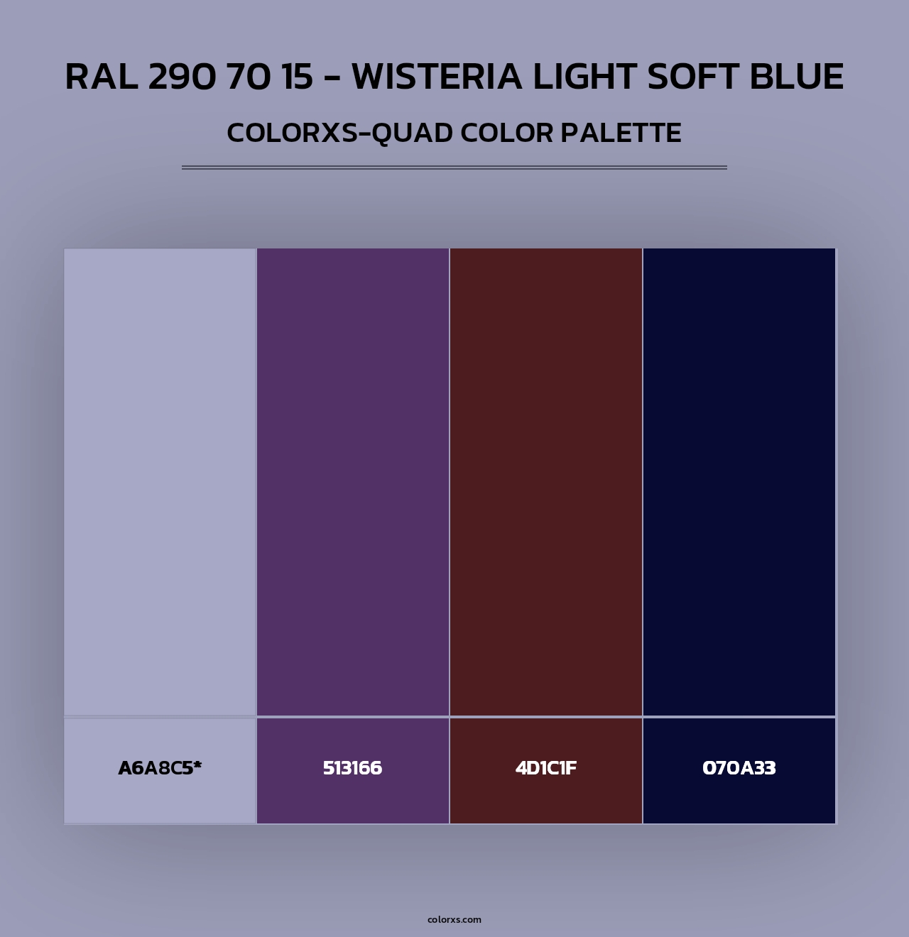 RAL 290 70 15 - Wisteria Light Soft Blue - Colorxs Quad Palette