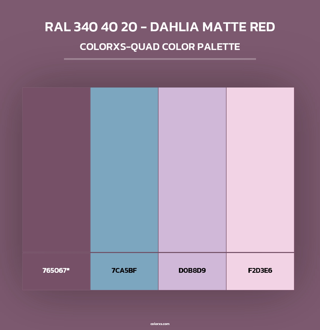 RAL 340 40 20 - Dahlia Matte Red - Colorxs Quad Palette