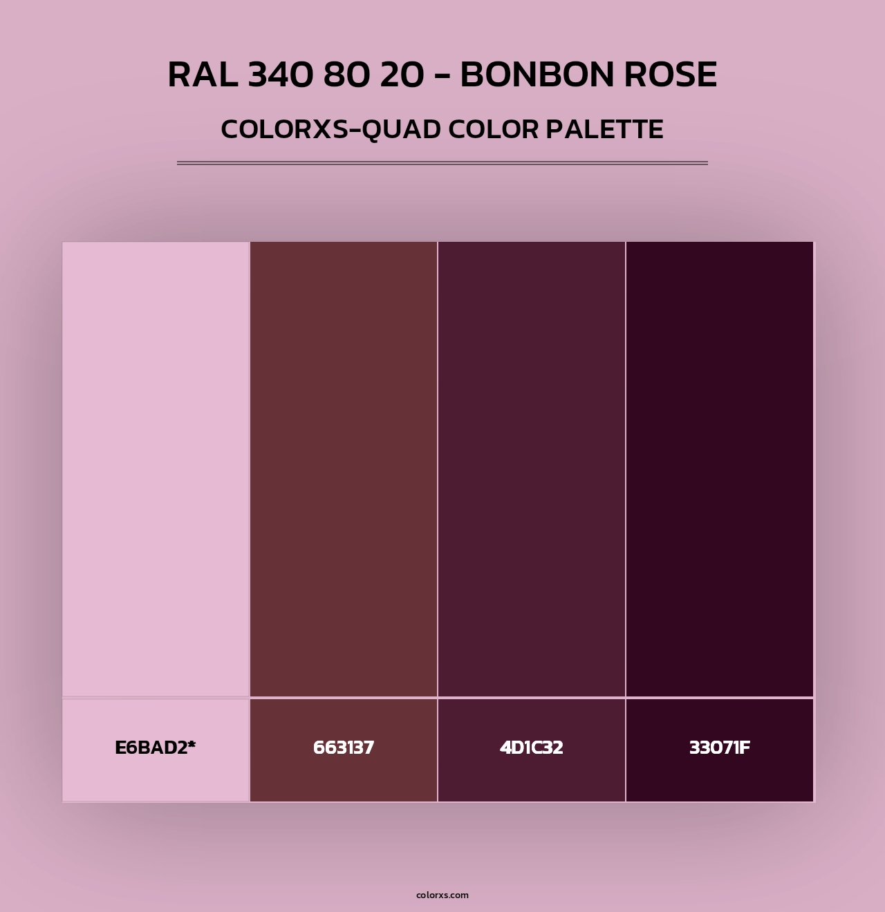 RAL 340 80 20 - Bonbon Rose - Colorxs Quad Palette