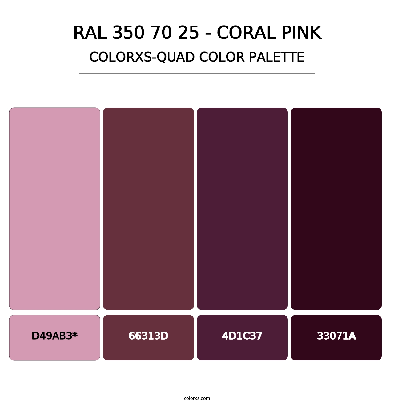 RAL 350 70 25 - Coral Pink - Colorxs Quad Palette