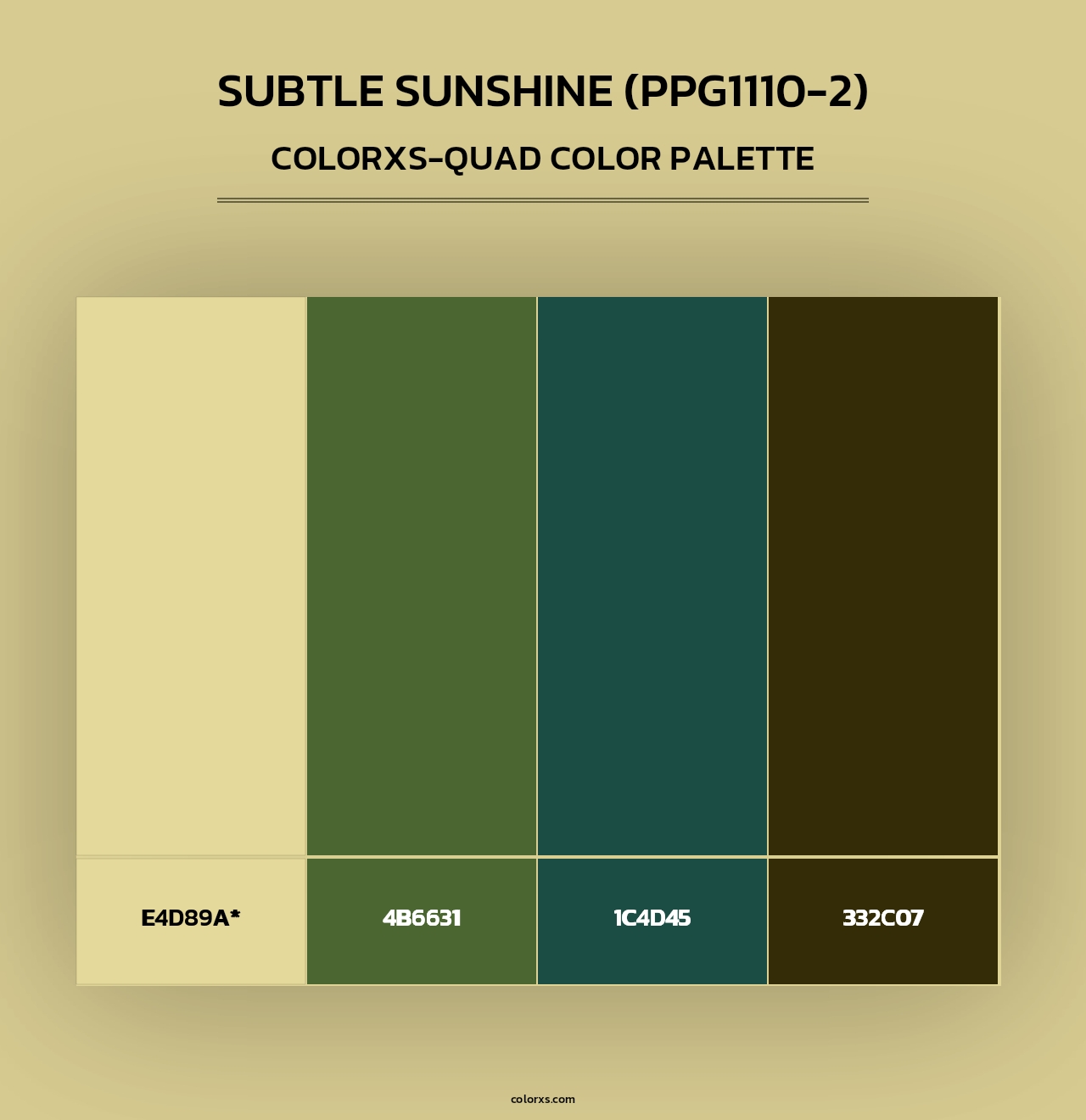 Subtle Sunshine (PPG1110-2) - Colorxs Quad Palette