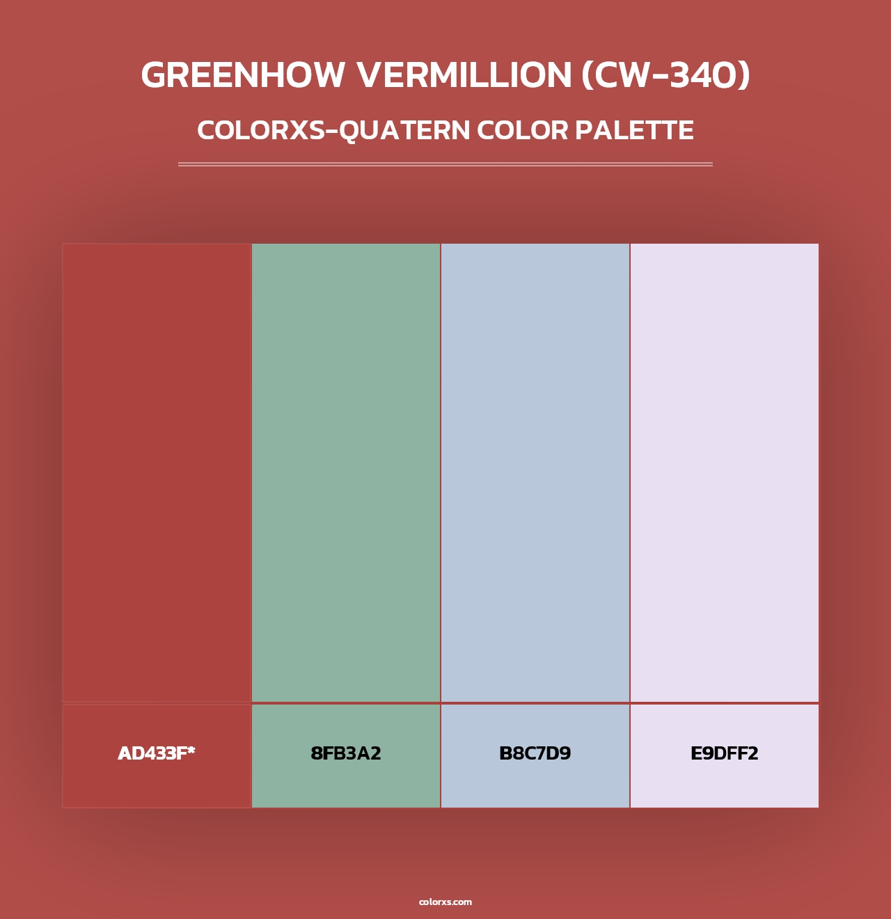 Greenhow Vermillion (CW-340) - Colorxs Quad Palette