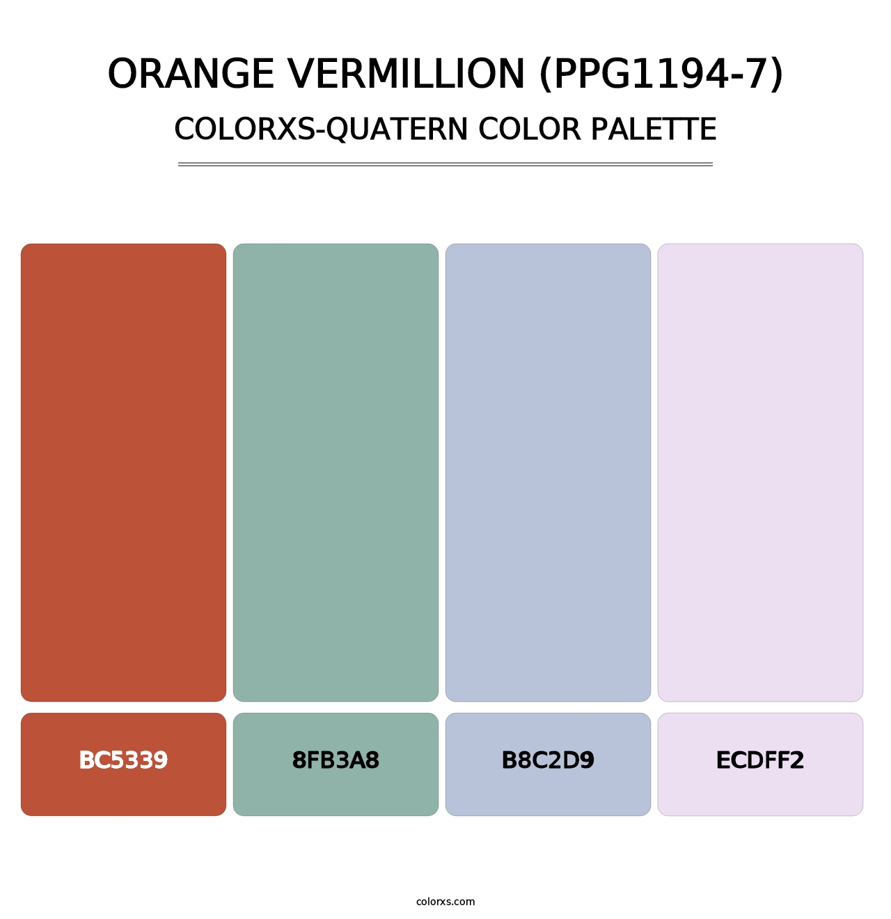 Orange Vermillion (PPG1194-7) - Colorxs Quatern Palette