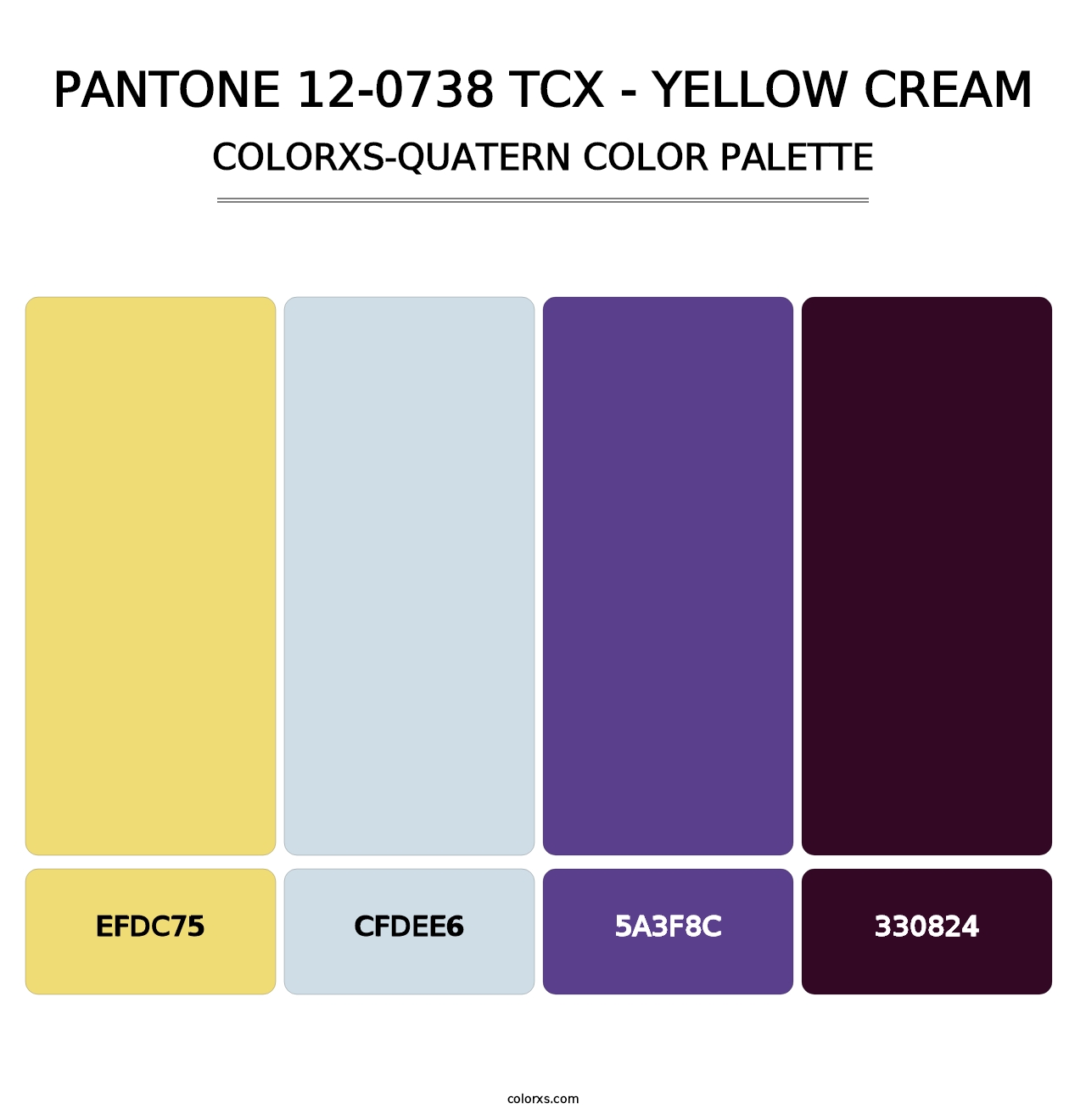 PANTONE 12-0738 TCX - Yellow Cream - Colorxs Quatern Palette