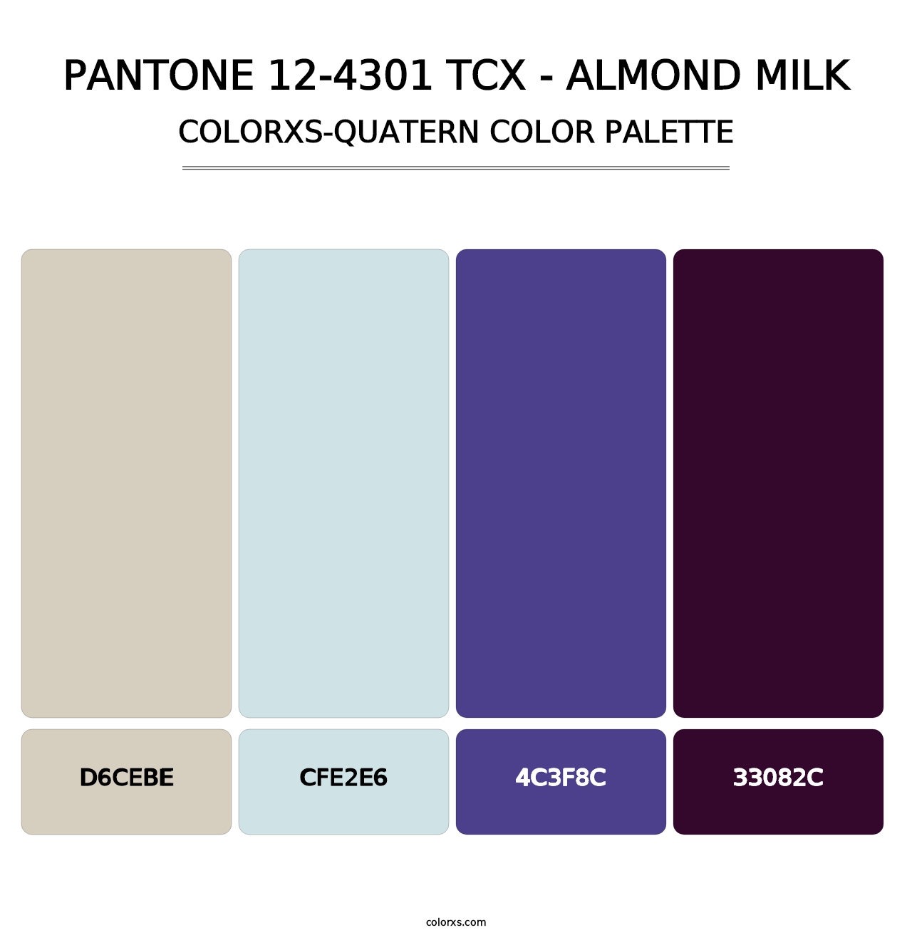 PANTONE 12-4301 TCX - Almond Milk - Colorxs Quatern Palette