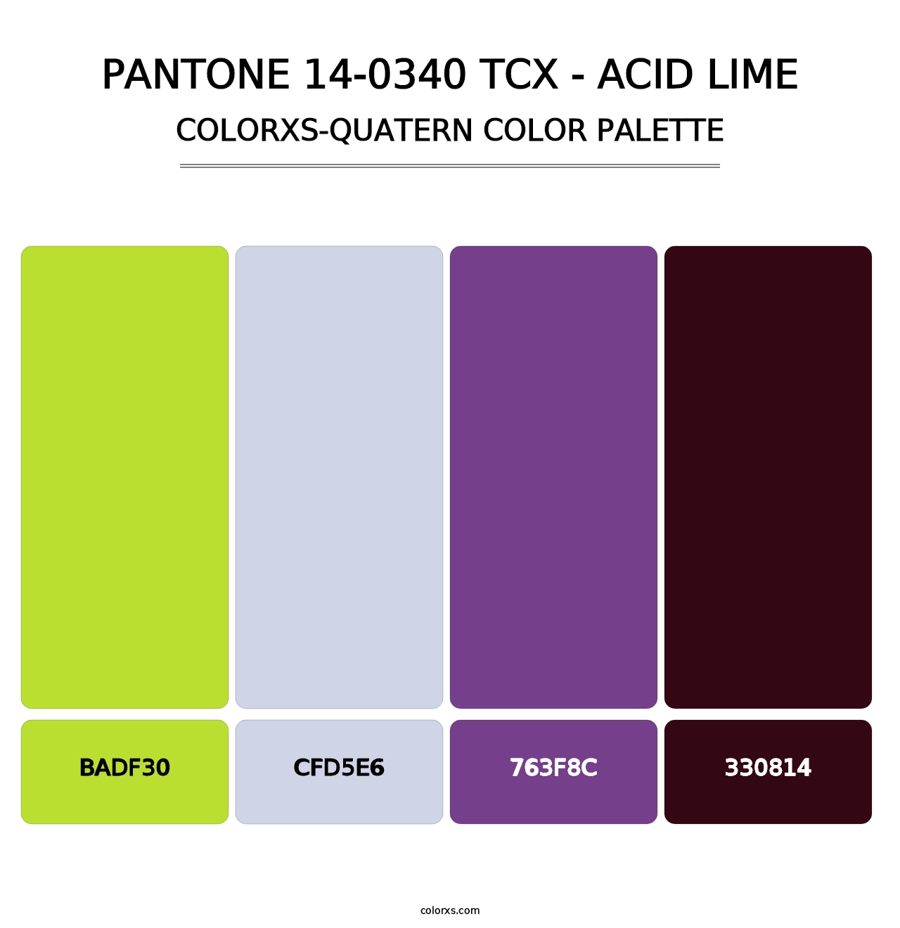 PANTONE 14-0340 TCX - Acid Lime - Colorxs Quatern Palette