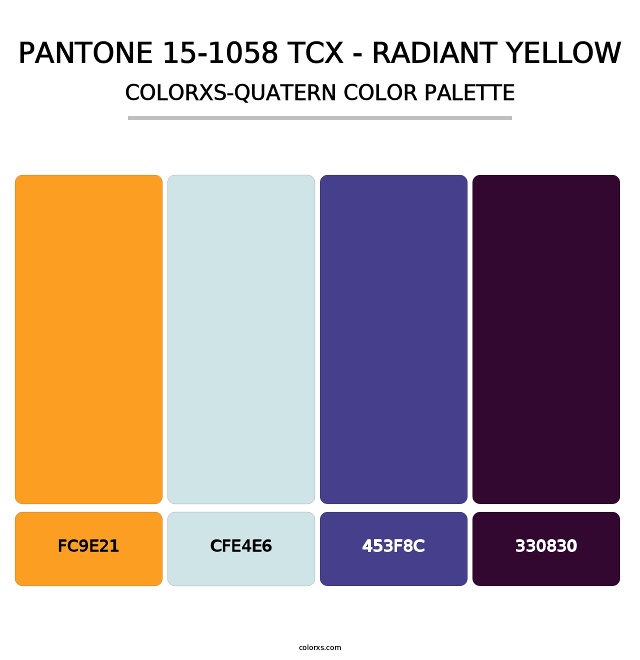 PANTONE 15-1058 TCX - Radiant Yellow - Colorxs Quatern Palette