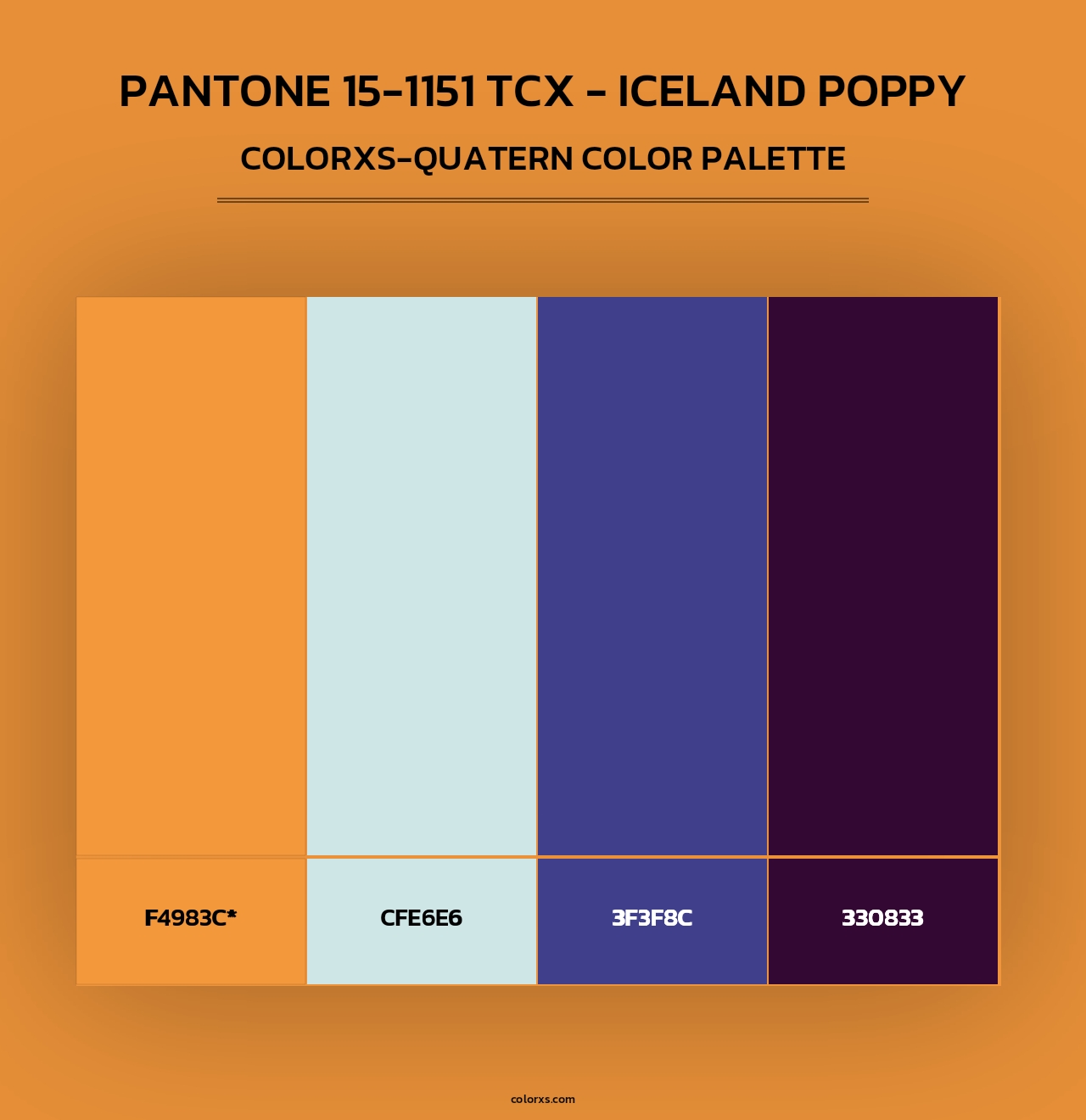 PANTONE 15-1151 TCX - Iceland Poppy - Colorxs Quad Palette
