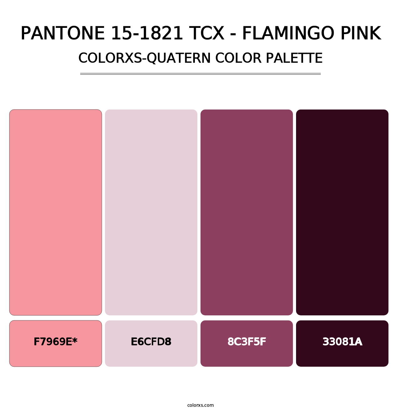 PANTONE 15-1821 TCX - Flamingo Pink - Colorxs Quatern Palette